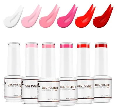Produktbild von UV Nagellack Set Rot Weiß Rosa 6 Farben 8ml Gel Nagellack Farbgel Geschenkset