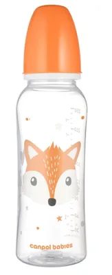 Obrázok produktu pre Canpol Babies Cute Animals Butelka 250 ml standardowa pomarańczowa 11/841_ORA, 1 sztuka