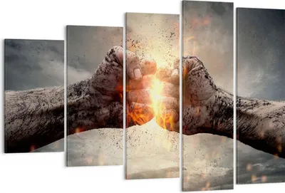 Produktbild von Bild auf Leinwand - Leinwandbild - Symbol faust kampf - 150x100cm - Wand Bild - Wanddeko - Leinwanddruck - Bilder - Kunstdruck - Wanddekoration - Leinwand bilder - Wandkunst - EG150x100-2968