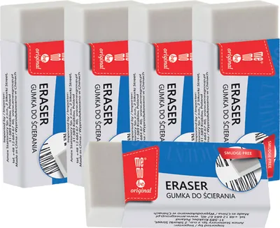 Produktbild von 5 Stück Radiergummis | Radierer für Kinder und Erwachsene | weiß | Radiergummi-Set