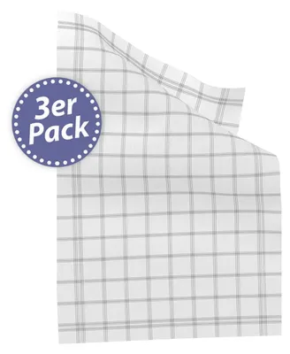 Produktbild von Kracht 3er Pack Halbleinen Geschirrtücher Scandic Karo anthrazit 50x70 cm