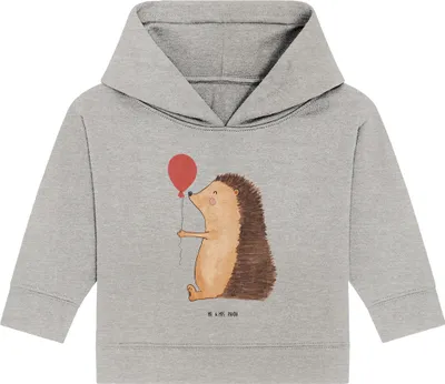 Produktbild von Mr. & Mrs. Panda Organic Baby Hoodie Igel Luftballon 24. - 36. Monat - Heather Grey - Geschenk, Ballon, Glückwunsch, Kapuzenshirt, Lustige Sprüche, Geburtstag, Herzlichen