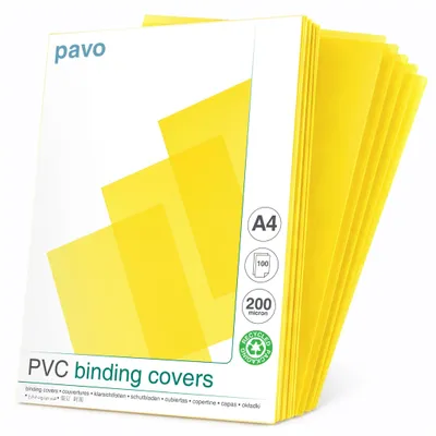 Immagine prodotto di pavo 8009060 Copertina DIN A4 PVC giallo trasparente 0,20 mm