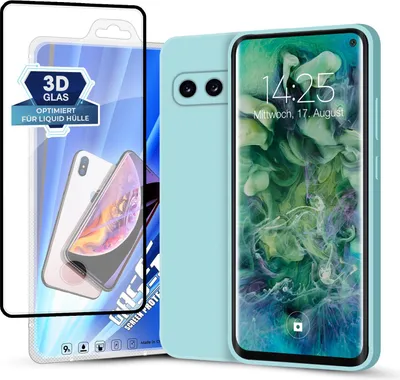 Produktbild von Hülle für Samsung Galaxy S10 mit 9H Displayglas Displayschutz Plus Case Cover Bumper Silikon Softgrip Schutzhülle Farbe: Hellblau