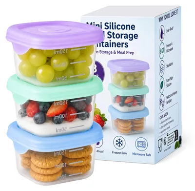 Silikon-Lebensmittelbehälter 3er-Set 150 ml, wiederverwendbar, gefriergeeignet