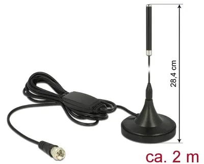 Produktbild von DeLOCK 12413, 21 dBi, 0.174 - 0.24 GHz, 50 Ohm, Omnidirektionale Antenne, F-Typ, 2,0:1