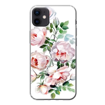 Produktbild von MuchoWow® Handyhülle Schutzhülle Hülle für iPhone 12 mini Aquarell - Rosen - Blumen Silikon Softcase Handy Hülle - Bild