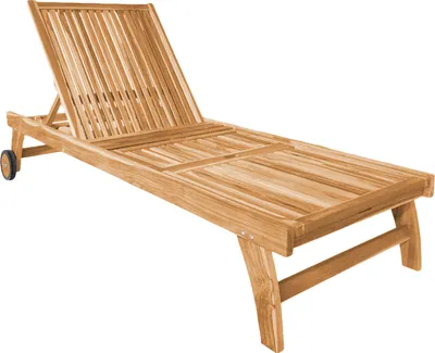 Image de Axi Wayne Chaise Longue Avec Roulettes En Bois De Teck | Transat Avec Dossier Réglable - 4 Positions | Bain De Soleil Pour L'Extérieur / Le Jardin