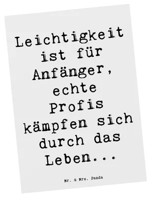 Produktbild von Mr. & Mrs. Panda Postkarte Spruch Leichtigkeit für Profis - Weiß - Geschenk, bildkarte, Zitat, Grußkarte, Zauber, besondere Momente, echte, Motivation, Postkarten, Gefühl