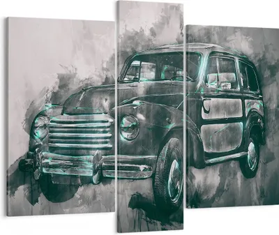 Produktbild von Bild auf Leinwand - Leinwandbild - Auto Retro - 95x80cm - Wand Bild - Wanddeko - Wandbilder - Leinwanddruck - Bilder - Kunstdruck - Wanddekoration - Leinwand bilder - Wandkunst - CB95x80-3834