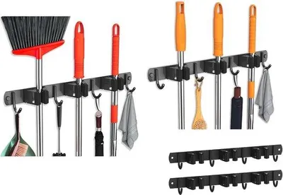 Image de Porte-outils automatique avec pinces en acier, support mural à 3 niveaux, 4 crochets, organisateur d'outils, pour la maison, la cuisine et la salle de bain