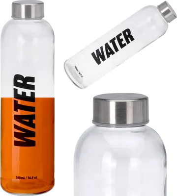 Image de Bouteille d'eau en verre 750 ml avec bouchon à vis, Water design