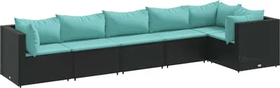 Obrázok produktu pre vidaXL 6-dielna záhradná súprava s vankúšmi Black Poly Rattan