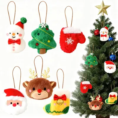 6er Set Weihnachtsbaum-Anhänger, Schneemann, Christbaumschmuck