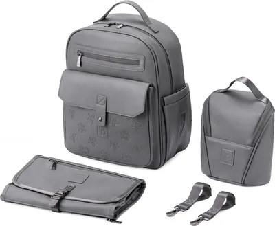 Produktbild von Brisby Venezia Strapazierfähige Wickeltasche – Wickeltasche – inkl. Wickelunterlage – Kühltasche – Buggy- und Kinderwagenhaken – Kunstleder – Grau