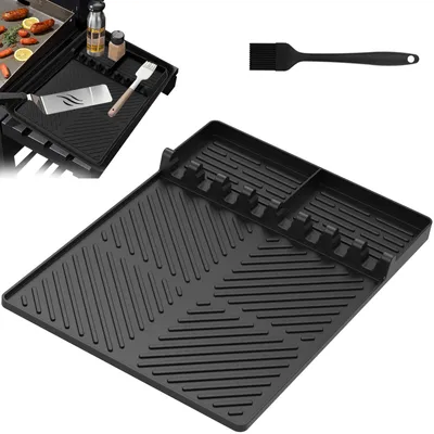 Silikon-Ablagematte für Grillzubehör, 40,5x29,5 cm, schwarz