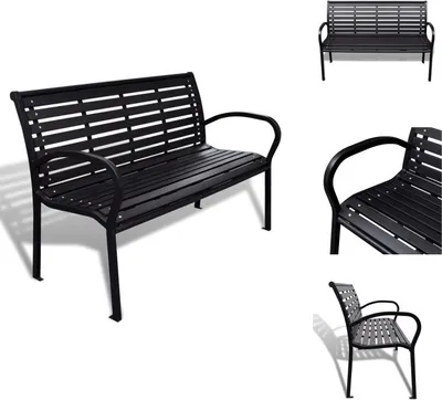 Produktbild von vidaXL Gartenbank 125 cm Stahl und WPC Schwarz -  Gartenbänke