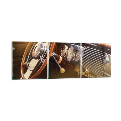 Produktbild von Bilder auf glas - 3 Teile - Auto Retro Vintage - 150x50cm - Glasbilder - Wandbilder - Bilder - zum Aufhängen bereit - Wanddekoration aus Glas - Glas Bilder - Wandbild auf Glas - GCA150x50-4939