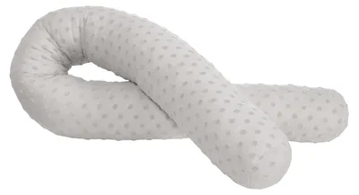 Image de Roba, coussin de lit en forme de serpent, collection "Lil Planet", en coton, longueur 170 cm, diamètre 12 cm, couleur gris argenté
