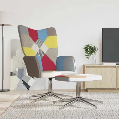 Image de Maison Exclusive - Fauteuil de détente avec repose-pieds en tissu patchwork