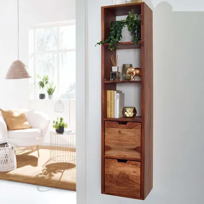 Immagine prodotto di Scaffale a muro con cassetti 35x150x30 cm in legno massiccio di sheesham