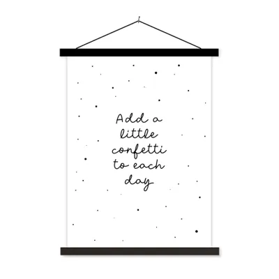 Produktbild von MuchoWow® Textilposter Zitate - Sprichwörter - Jedem Tag ein wenig Konfetti hinzufügen - Mädchen - Kinder 90x120 cm mit schwarzem Rahmen - Dekoration