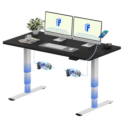 Zdjęcie produktu dla Biurko z regulacją wysokości FLEXISPOT E5 Plus, 140 x 80 cm, podwójny silnik, jednoczęściowy blat o grubości 25 mm, złącze USB, nośność 120 kg, kolor czarny