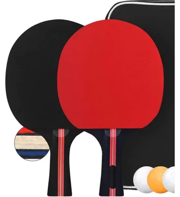 Produktbild von Tischtennisschläger Tischtennisset Ping-Pong-Set - 2 Schläger - 3 Bälle - Tragetasche