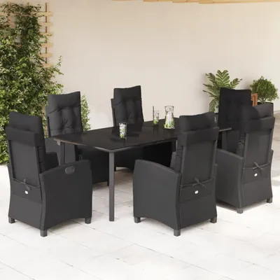 Produktbild von Möbel 7-tlg. Garten-Essgruppe mit Kissen Schwarz Poly Rattan 2024