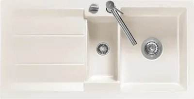 Produktbild von Spüle KeraDomo GENEA 100 in MAGNOLIE mit Excenterbedienung / Einbauspüle