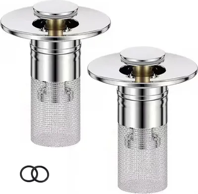 Produktbild von 1/2/4 Sets Leckagestopper Edelstahl Bodenablauffilter Waschbeckenstopfen Abflussstopfen Filter Badewannenablauf Haarfänger