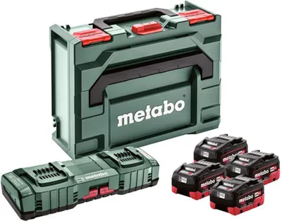 Image de Metabo Kit de base - 4x Batteries LiHD 18 V 5,5 Ah Li-Ion système CAS (685180000) + Chargeur double ASC 145 DUO + ​​metaBOX