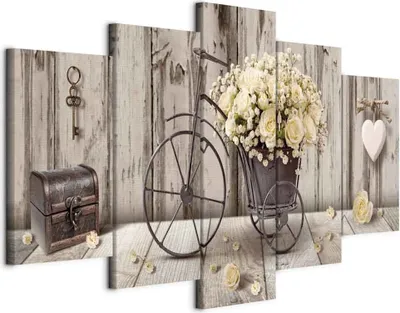 Produktbild von Italienischer Leinwand Leinwandbild - Secret Bouquet (5 Parts) Wide 225x112.5 cm Blumen n-C-0291-b-m