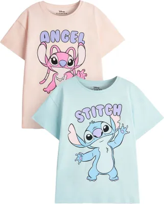 Produktbild von Lilo & Stitch - T-Shirt für Mädchen(2er-Pack) kurzärmlig NS8815 (140) (Pink/Blau)