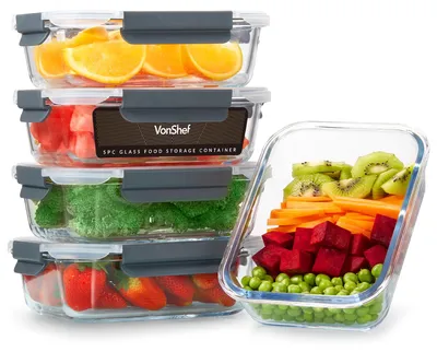 5er-Set Glasvorratsdosen 1050 ml, BPA-frei, ofenfest, luftdicht