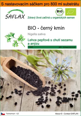 Obrázek produktu pro SAFLAX Garden in the bag - BIO - černý kmín - Nigella sativa - 300 Semena - S pěstebním substrátem v praktickém samovztyčovacím sáčku