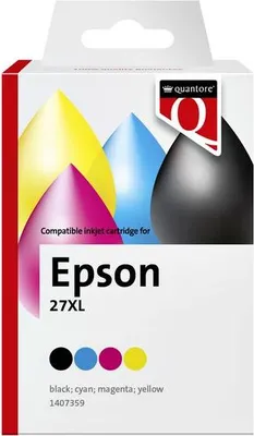 Produktbild von Quantore - Tintenpatronen-Alternative für 27XL Schwarz + 3 Farben | 12 Stück