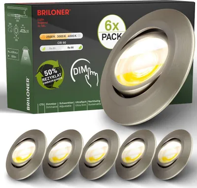Immagine prodotto di Set di 6 faretti LED da incasso LED faretti da incasso orientabili dimmerabili Ra90