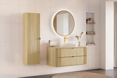 Produktbild von Design Badmöbel Set mit Aufsatzwaschbecken OVALIA CREMONA 120 cm MDF SOFT-CLOSE komplettes Badmöbel Set