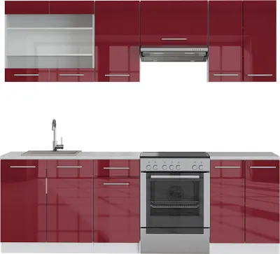 Obrázek produktu pro Kuchyňský kout Vicco Fame-Line Bordeaux vysoký lesk/bílá 240 cm bez pracovní desky, Model 34823