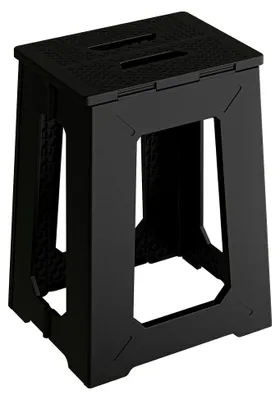 Produktbild von Faltbarer Tritthocker 45 cm, Klapphocker, stabiler Fußhocker für industrielle Anwendungen, Werkstätten, Lagerräume, Baustellen, Tragfähigkeit 150 kg (Schwarz)