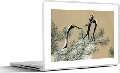Produktbild von MuchoWow® Laptop Aufkleber Sticker Cover Kranich - Blätter - Japanisch - Vintage 30x21 cm - Sticker für Laptop - Selbstklebend