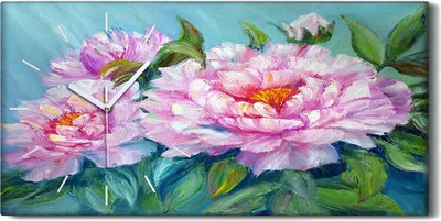 Produktbild von Küche Wohnzimmer Wand Leinwand Uhr 60x30 Gemälde Blumen Pflanzen Kunst - weiße Hände