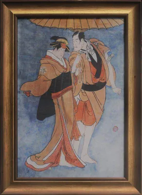 Produktbild von Fine Asianliving Japanische Malerei Gerahmte Wanddekoration Japanisches Paar B36xH58cm