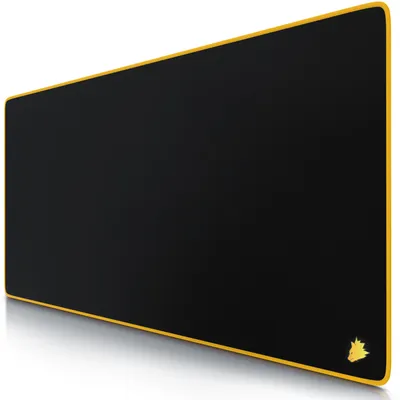 Imagen del producto de Alfombrilla para ratón gaming Titanwolf XXL, 900 x 400 x 3 mm, base para escritorio, lavable, base antideslizante, velocidad y precisión, diseño con detalles en amarillo