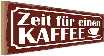 Produktbild von vianmo Holzschild 10x27 cm Zeit für einen Kaffee Essen Trinken