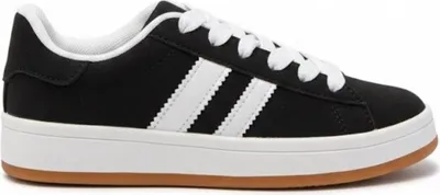 Produktbild von Damen Schnürung Turnschuhe Sneaker Kunstleder Freizeitschuhe Enna Schwarz Gr.38