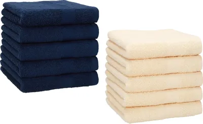 Produktbild von Betz 10 Stück Seiftücher 30x30 cm PREMIUM 100% Baumwolle Farbe: dunkelblau und beige