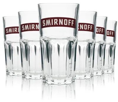 Produktbild von 6x Smirnoff Vodka Glas 0,29l Longdrink rote Schrift