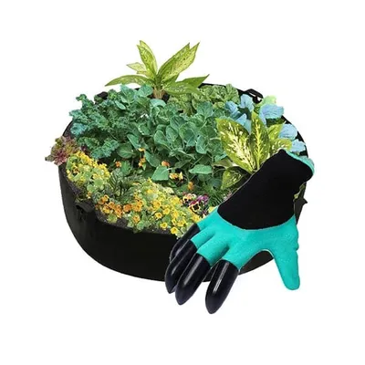 Obrázek produktu pro Textilní vyvýšený záhon 90 cm grow bag na zeleninu + zahradní rukavice s drápy  balkon terasa - Gardengrowbag_Gardenstar